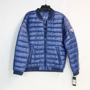 Guess Navy Blue Puffer Bomber Jacket NWT